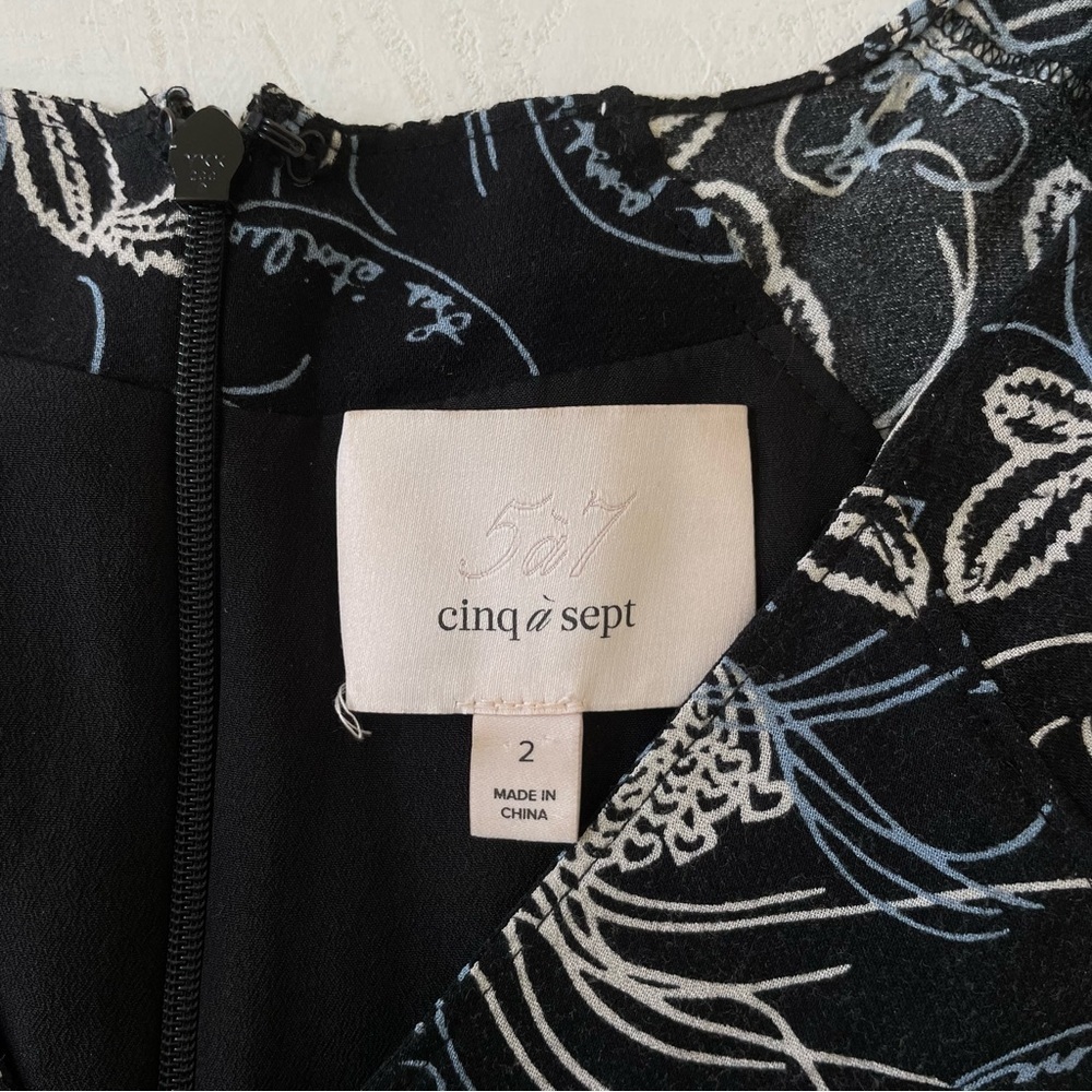Cinq A Sept Size 4 Black Blue Button V-Neck Maxi Lisette Dress Size 2 - Picture 3 of 11